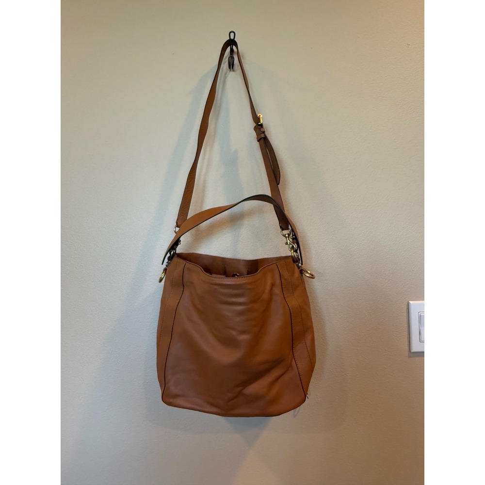 Rebecca Minkoff Leather Hobo Shoulder Bag Convertible Satchel Tan